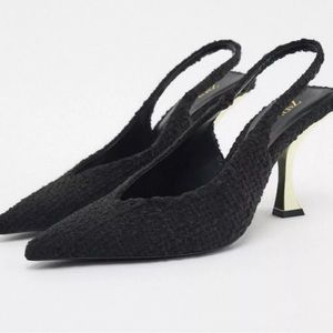 Zara fabric slingback heel